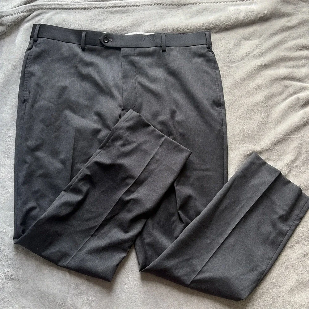 Brooks Brothers BrooksFlex Regent Fit Wool Dress Pants 40x30 Gray Reda Exclusive